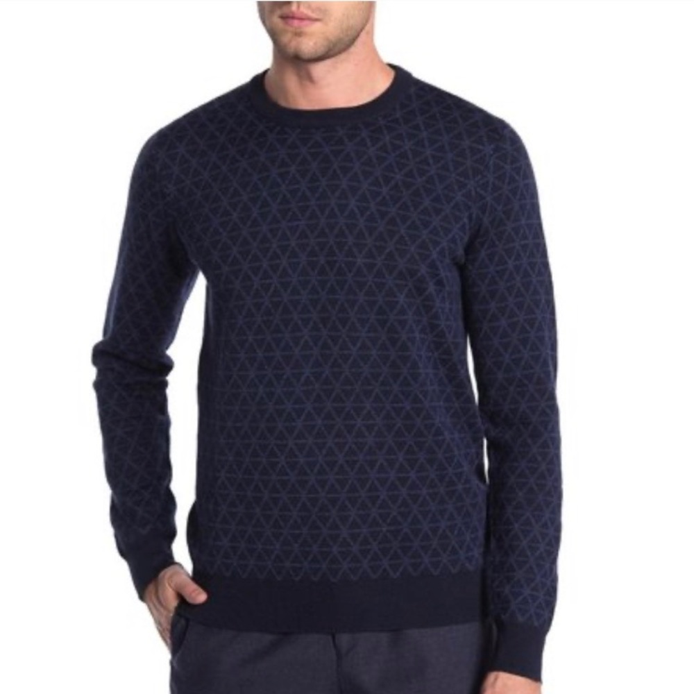 Toscano Crew Neck Printed Pullover Mens Navy Blue